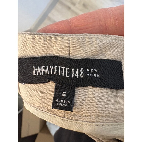 Lafayette 148 Irving Dress Pants Straight Leg Career Casual Trousers Beige Sz 12 - Picture 8 of 10